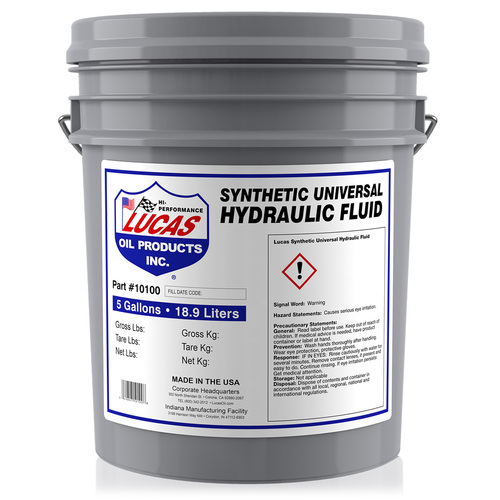 LUCAS Synthetic Universal Hydraulic Fluid, 5 Gallon (18.93 litre) Pail, Each