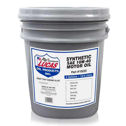 LUCAS Synthetic SAE 10W-40 Motor Oil, 18.9L Pail