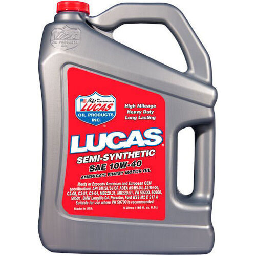LUCAS Semi-Syn SAE 10W-40 European Motor Oil, 5 Litre (5 litre), Each