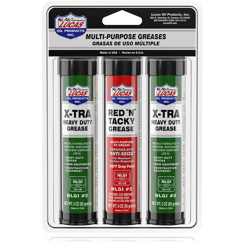 LUCAS 88 ml Grease Pack, 1 Red & Tacky, 2 X-Tra Heavy Duty, Each