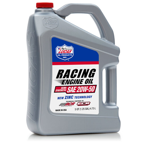 LUCAS Semi-Synthetic SAE 20W-50 Racing Motor Oil, 5 Quart (4.74 litre), Each