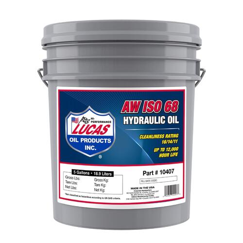 LUCAS AW ISO 68 Hydraulic Oil, 5 Gallon (18.93 litre) Pail, Each