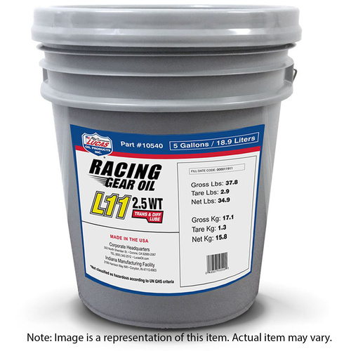 LUCAS Gear Oil, L11, Racing Only, Synthetic, 2.5W, 4.79L