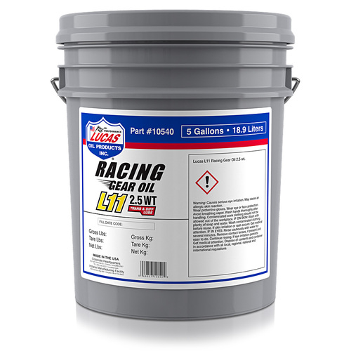 LUCAS Synthetic L11 Racing Gear Oil, 5 Gallon (18.93 litre) Pail, Each