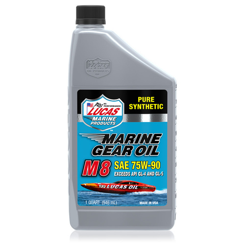 LUCAS Synthetic SAE 75W-90 M8 Marine Gear Oil, 1 Quart (950 ml), Each