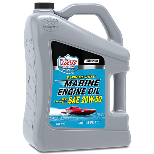LUCAS Marine Semi-Synthetic SAE 20W-50, 5 Gallon (18.93 litre) Pail, Each