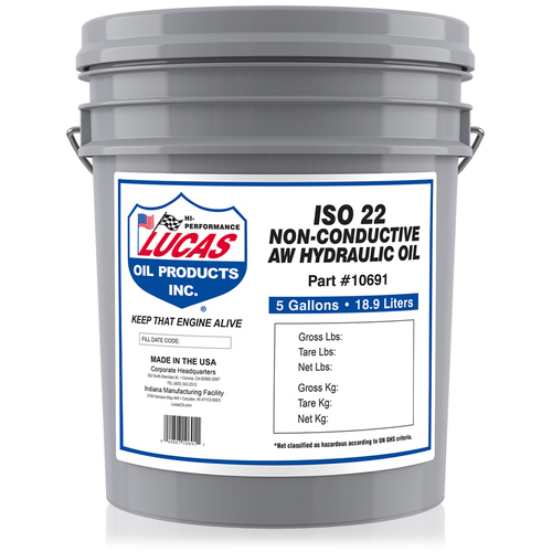 LUCAS Non-Conductive AW ISO 22 Hydraulic Oil, 5 Gallon (18.93 litre) Pail, Each