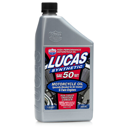 LUCAS Synthetic SAE 50 WT Motorcycle V-Twin Oil, 1 Quart (950 ml), Each