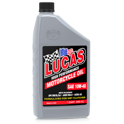 LUCAS SAE 10W-40 Motorcycle Oil, 5 Gallon (18.93 litre) Pail, Each