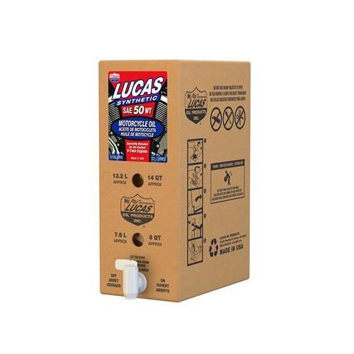 LUCAS Synthetic SAE 50 WT Motorcycle V-Twin Oil, 6 Gallon (22.72 litre) Box, Each