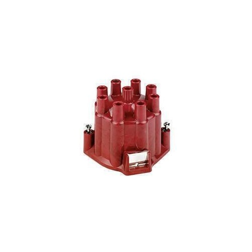 Mallory Distributor Cap, Female, Socket-Style, Red, Screw-Down, AMC, For Jeep, For Studebaker, GM, V8, Each