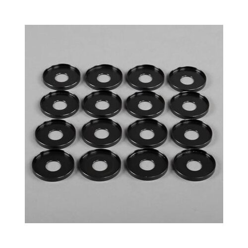 MANLEY Valve Spring Locator, Inside, Heat-Treated, Fits 1.4 in. OD. Spring, .567 in. ID, 1.41 in. OD, .062 in. Thick, Black, Set of 16