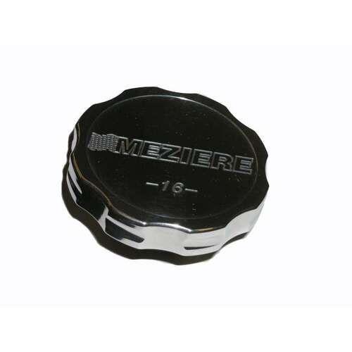 Meziere Radiator Cap, Chrome, 16 psi., Round, Logo, Each
