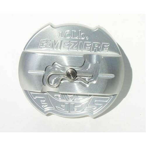 Meziere Radiator Cap, Safecap, Billet Aluminum, Clear Anodized, Round, 16 psi, Each