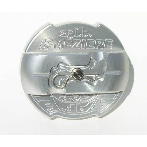 Meziere Radiator Cap, Safecap, Billet Aluminum, Clear Anodized, 25 psi, Each