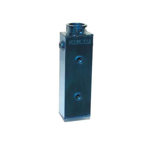 Meziere Over Flow Tank, 2 in. x 3 in. x 10 in. Rectangle, Aluminum, Two 8 AN Ports, Blue, Each