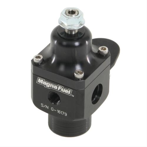 MagnaFuel Fuel Pressure Regulator, Aluminum, Black Anodized, 4-12 psi, -10 AN Inlet, -8 AN Outlet, Each