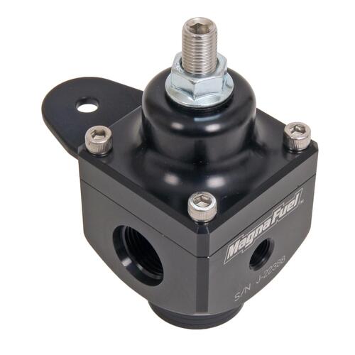 MagnaFuel Fuel Pressure Regulator, Aluminum, Black Anodized, 4-12 psi, -10 AN Inlet, -8 AN Outlet, Each