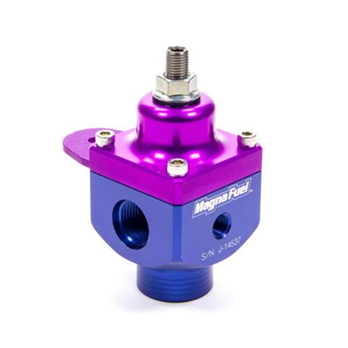 MagnaFuel Fuel Pressure Regulator, Aluminum, Blue/Purple Anodized, 4-12 psi, -10 AN Inlet, -8 AN Outlet, Each