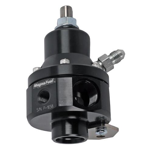 MagnaFuel Fuel Pressure Regulator, EFI, Boost Reference, 4-Port with Return, Black Anodized, 35-85 psi, Universal, Each