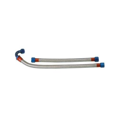 MILODON Oil Line, Braided Stainless Steel, -12 AN Female, Blue, 25 1/2 in. Length, Each