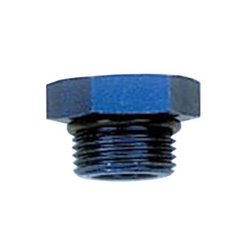 MILODON Fitting, Plug, -12 AN O-Ring Male, Straight, Aluminum, Blue, Each