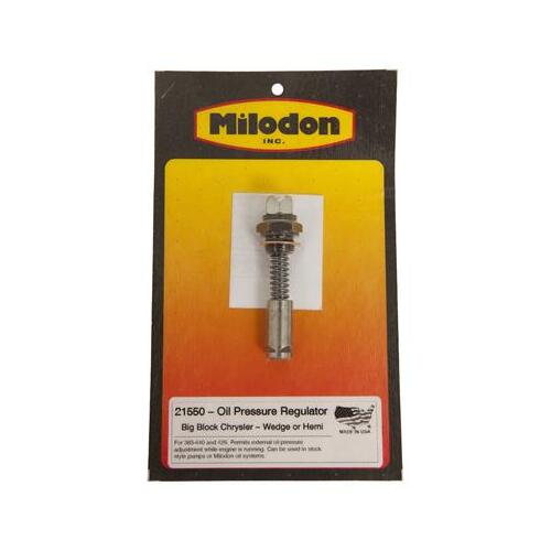 MILODON External Oil Pressure Regulator, Stainless Steel, Adjustable, Mopar Big Block/Hemi, 6.8/7.0/7.2L, Each