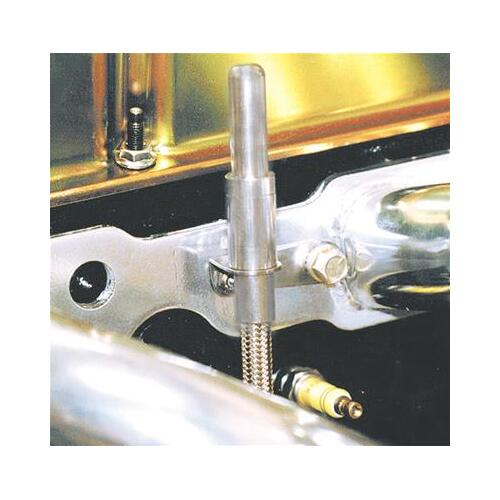 MILODON Dipstick with Tube, Engine, Braided Stainless Steel, Natural, For Chevrolet, Small Block, Each
