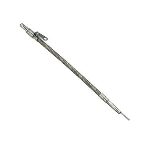 MILODON Dipstick with Tube, Engine, Braided Stainless Steel, Natural, For Chevrolet, Big Block, Each