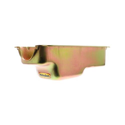 MILODON Oil Pan, Steel, Gold Iridite, 4 qt, For Dodge, Small Block, 237/318/340, A, B and E Body, Each