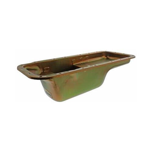 MILODON Oil Pan, Steel, Gold Iridite, 6 qt, Mopar, B/RB Engines, A, B and E Bodies, Int Oil Control Baffles, Each