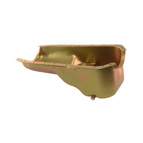 MILODON Oil Pan, Steel, Gold Iridite, 5 qt, For Oldsmobile, V8, Internal Oil Control Baffles, Each