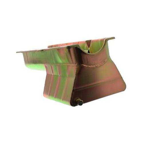 MILODON Oil Pan, Steel, Gold Iridite, 6 qt, For Chevrolet, Small Block, RH Dipstick, Dart SHP, Stroker, w/Windage Tray, Each