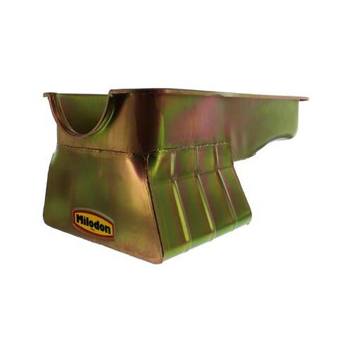 MILODON Oil Pan, Steel, Gold Iridite, 8 qt, For Ford, 429/460, Fits Pre-1973 Front Sump Chassis, Each