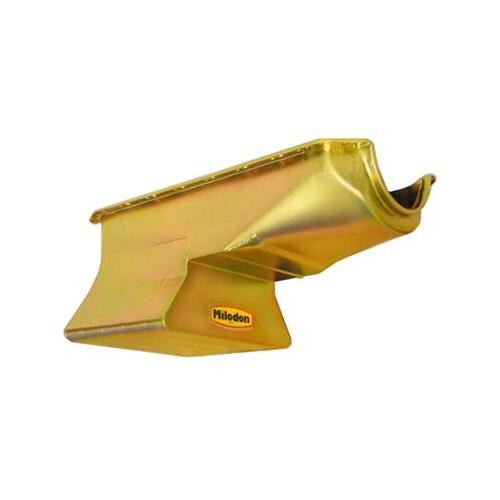 MILODON Oil Pan, Steel, Gold Iridite, 7 qt, Mopar, 392 Early Hemi, Internal Oil Control Baffles, Each