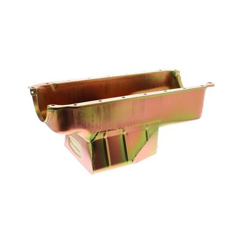 MILODON Oil Pan, Steel, Gold Iridite, 8 qt, Mopar, Small Block, 318/340, A, B and E Bodies, Each