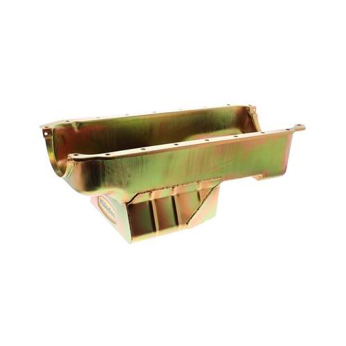 MILODON Oil Pan, Steel, Gold Iridite, 7 qt, Mopar, Small Block, 318/340, A, B and E Bodies, Oil Control, Stroker, Each