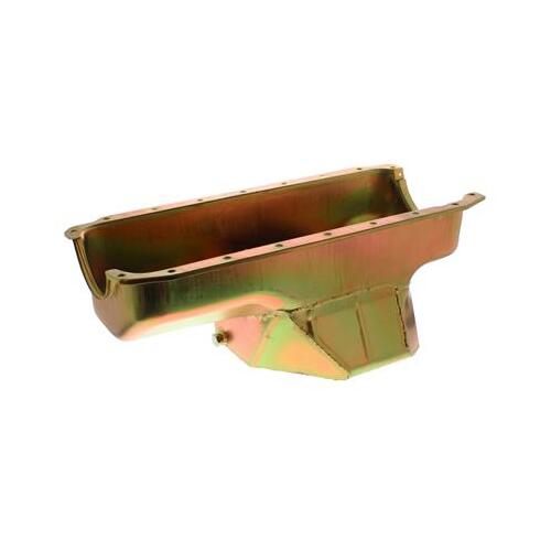 MILODON Oil Pan, Steel, Gold Iridite, 8 qt, Mopar, Small Block, 360, A, B and E Bodies, Each