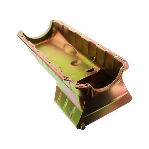 MILODON Oil Pan, Steel, Gold Iridite, 6 qt., For Chevrolet, Big Block, Mark IV, Each