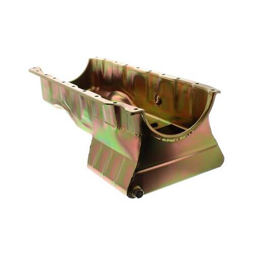 MILODON Oil Pan, Steel, Gold Iridite, 6 qt., For Chevrolet, Big Block, Mark V, Each