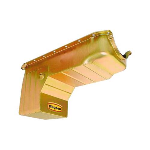 MILODON Oil Pan, Street and Strip, Rear Sump, Steel, Gold Iridited, 7 qt., For Dodge, 5.9L, Each