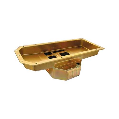 MILODON Oil Pan, Pro Touring, Center Sump, 7 qt., Steel, Gold Iridited, 5.50 in. Depth, For Dodge, For Plymouth, Engine Swap