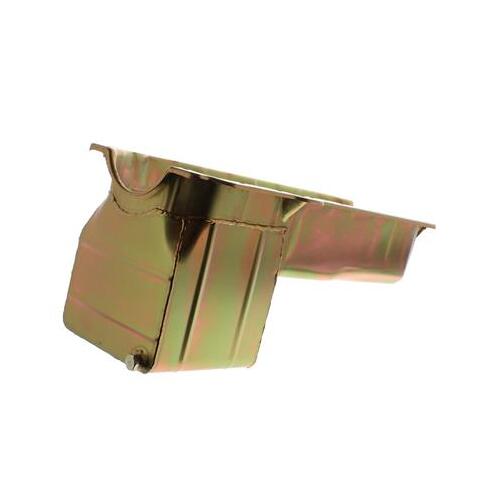 MILODON Oil Pan, Steel, Gold Iridite, 6 qt, For Chevrolet, Small Block, Right Hand Dipstick, Pickup, SUV, Each