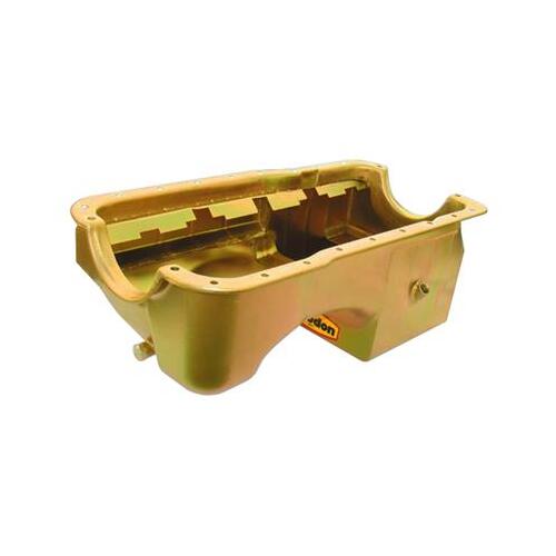 MILODON Oil Pan, Steel, Gold Iridite, 7 qt., For Ford, Small Block, 302/5.0L, Crank Scraper, Each