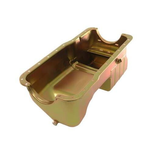 MILODON Oil Pan, Steel, Gold Iridite, 7 qt, For Ford, Small Block, 351W, Each