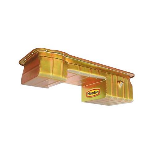 MILODON Oil Pan, Steel, Gold Iridited, 6 qt, For Ford, Rear Wheel Drive Chassis, Big Block FE Swap, Each