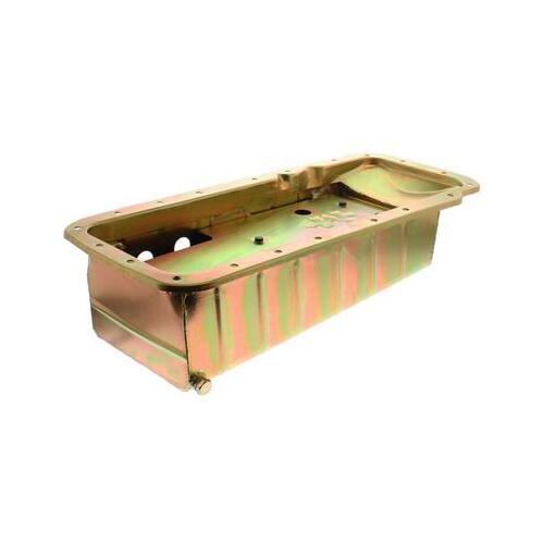 MILODON Oil Pan, Steel, Gold Iridite, 9 qt, Mopar, Big Block, B/RB/Hemi, Fits Chassis with Magnum Crossmember, Each