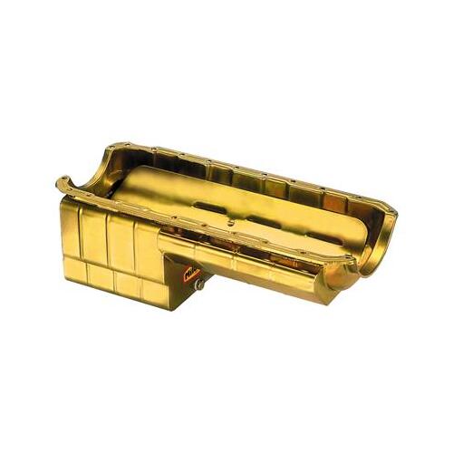 MILODON Oil Pan, Steel, Gold Iridite, 6 qt, For Chevrolet, Big Block, Mark IV, Fits Stock and Tube Chassis, Each