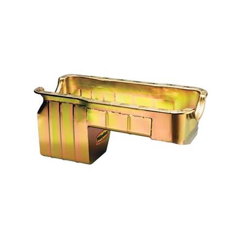 MILODON Oil Pan, 16 Gauge Steel, Gold Iridited, 9 qt, For Ford, Big Block, 429, 460, Monster Truck Use, Each