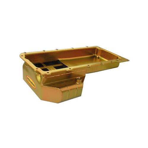 MILODON Oil Pan, Steel, Gold Iridated, 7 qt, Sprint, Modified, Dirt, Late Models, For Chevrolet, Dart SHP Small Block Gen I, Each